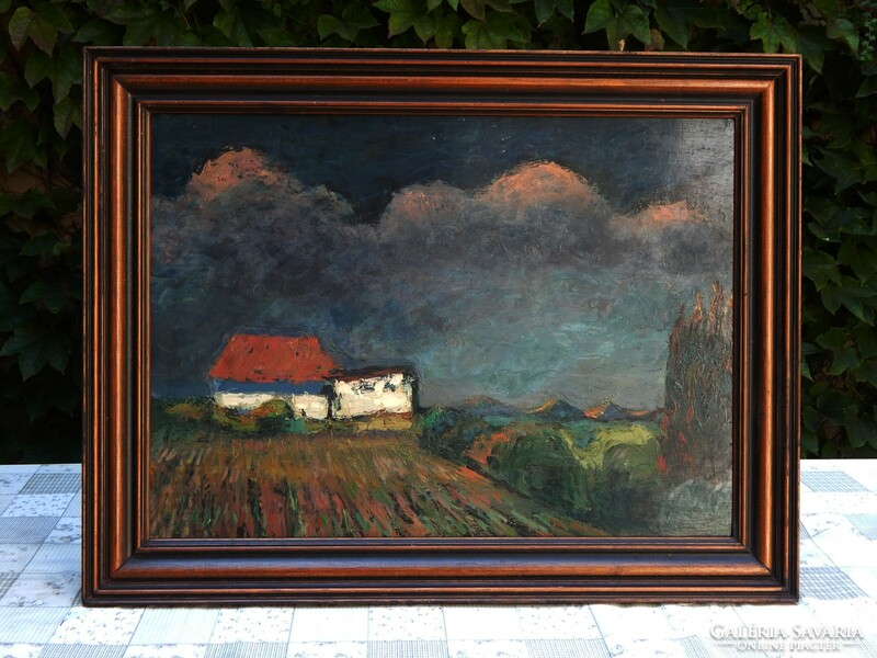Tokácsli Lajos (1915-2000) 60 x 80 cm-es kiváló olajfestménye