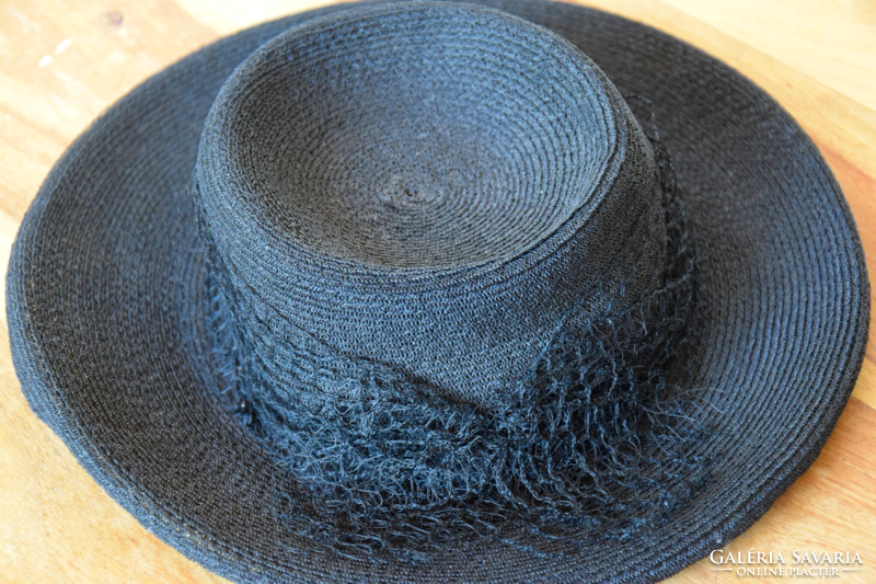 Soot black straw hat accessory theater women