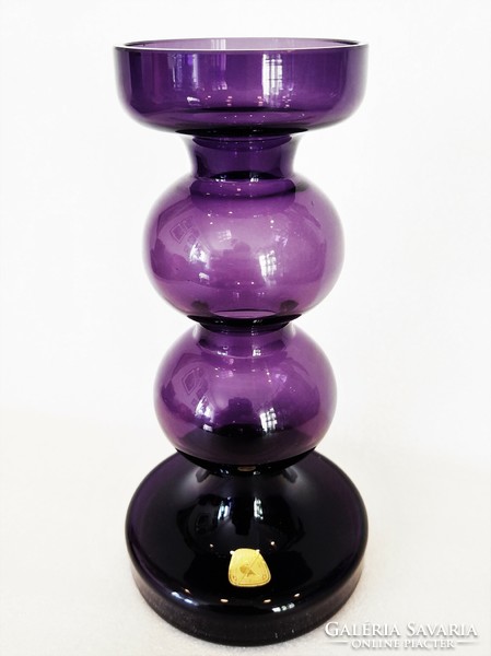 Retro modern design Alfred Taube lila üveg váza
