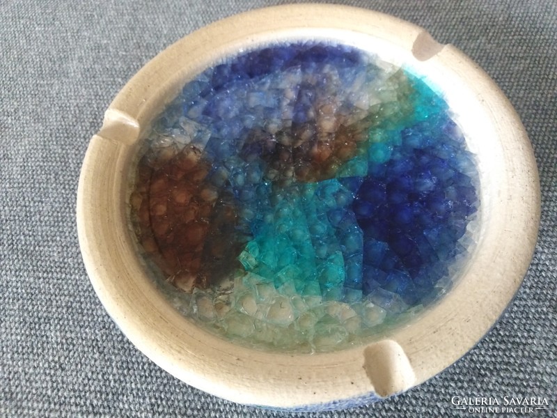 Handmade ceramic ashtray - with glass interior