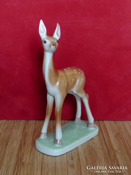 Hungarian, hand-painted porcelain deer - total height: 15 cm