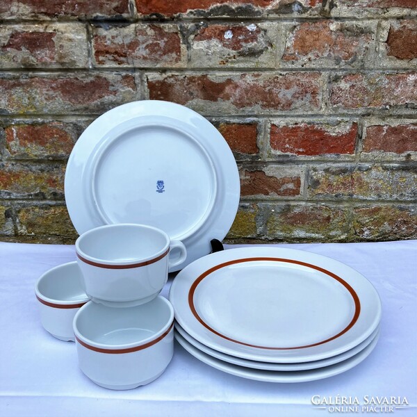 Alföldi brown striped porcelain plates and cups