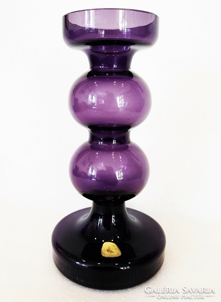 Retro modern design Alfred Taube lila üveg váza