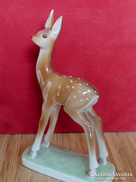 Hungarian, hand-painted porcelain deer - total height: 15 cm