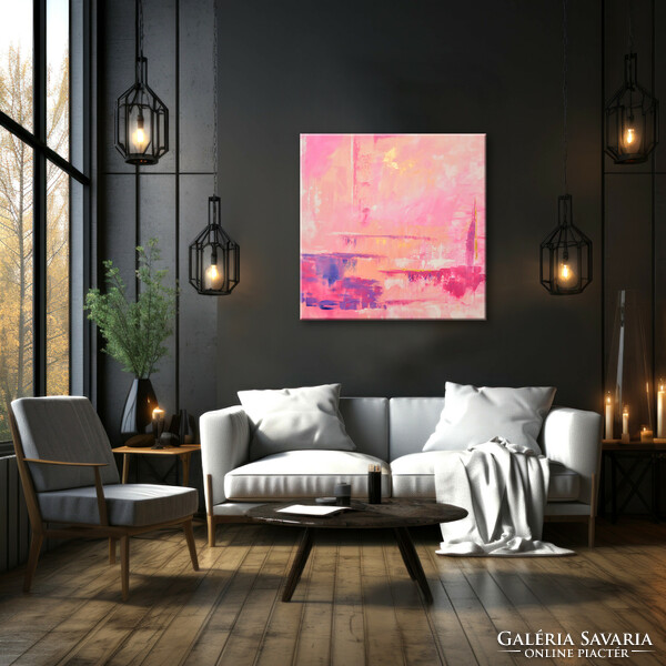 Red edit: pink passion n5 modern abstract 80x80cm