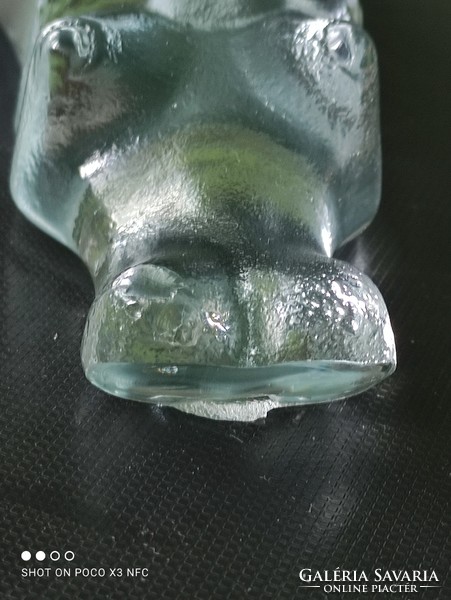 MOST ÉRDEMES VINNI! mélyen ár alatt - Kosta Boda üveg levélnehezék víziló szobor SÉRÜLT