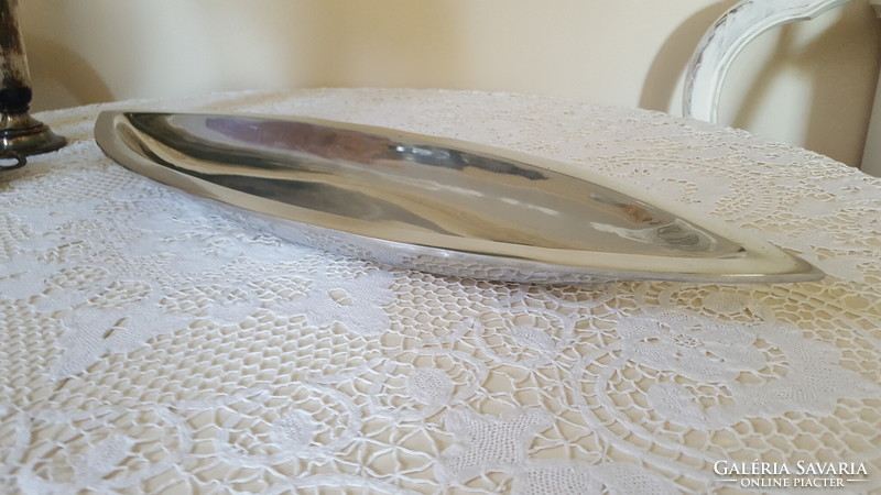 Huge polished aluminum fruit bowl, centerpiece, serving tray