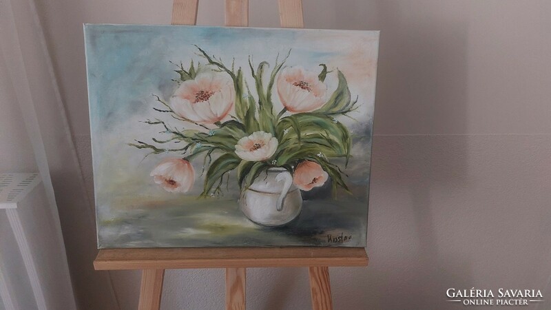 (K) beautiful flower still life painting 50x40 cm