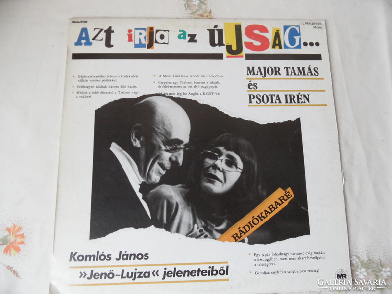 The newspaper says: tamás major and irén psota - vinyl record