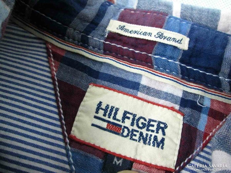 Original tommy hilfiger (m) elegant checkered long sleeve men's shirt
