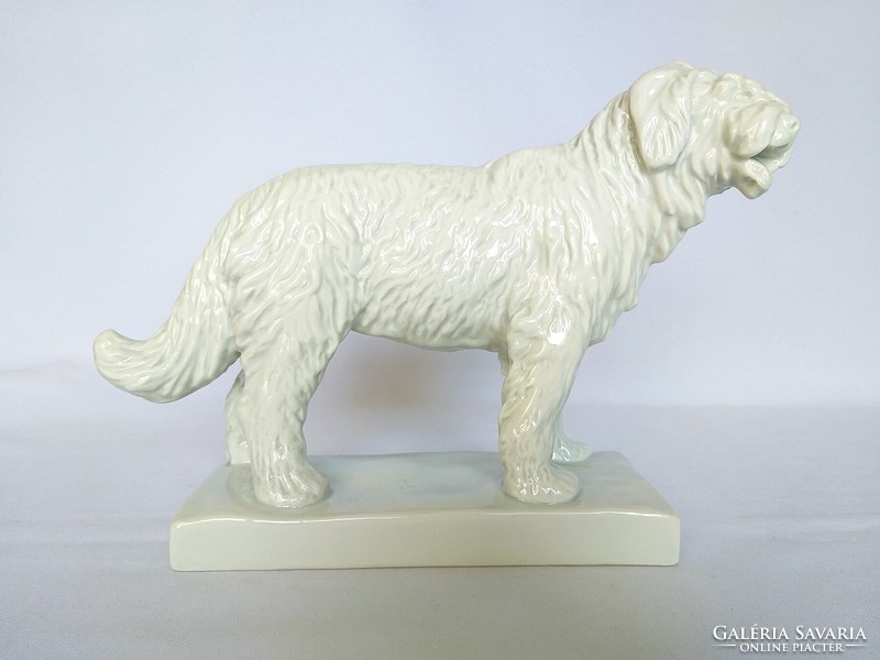 1931 Antique Herend, maugsch gyula, 31 cm large, white dog. Flawless!