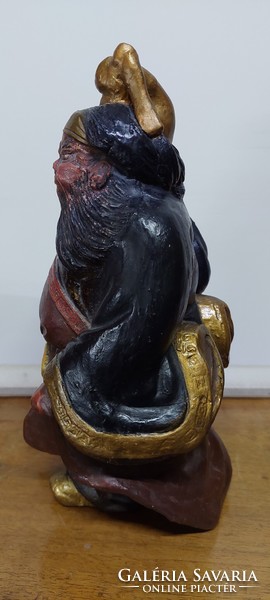 From the beginning of the Xix century shoki zhong kui old painted terracotta sculpture, 27.5 cm, unknown representation