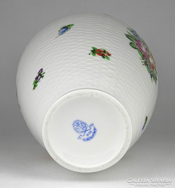 1N947 Régi 1964-es hibátlan virág mintás Herendi porcelán váza 23 cm