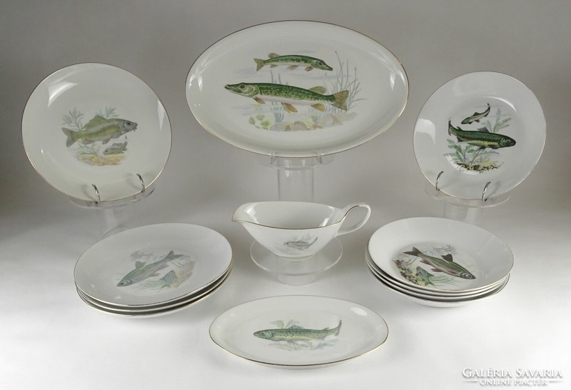Porcelain fish dinner set marked 1N980 12 pieces