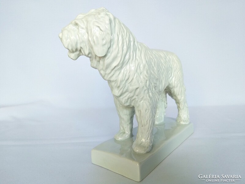 1931 Antique Herend, maugsch gyula, 31 cm large, white dog. Flawless!