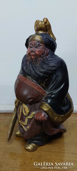 From the beginning of the Xix century shoki zhong kui old painted terracotta sculpture, 27.5 cm, unknown representation