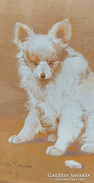 Rainerné Istvánffy Gabriella kutya állatábrázolás festmény (1875-1964)