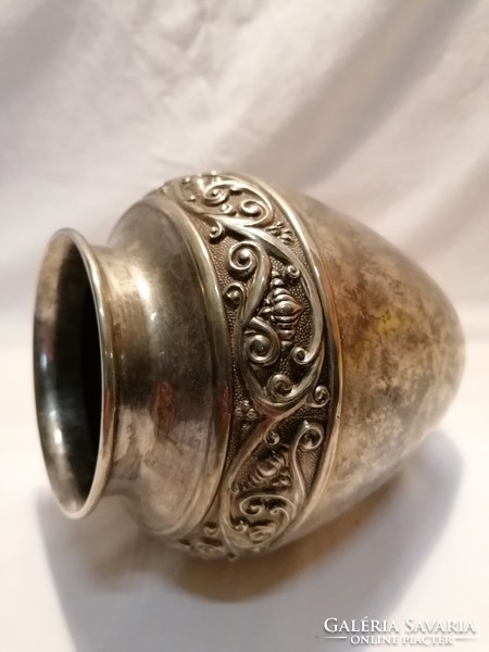 Silver plated chunky heavy vase