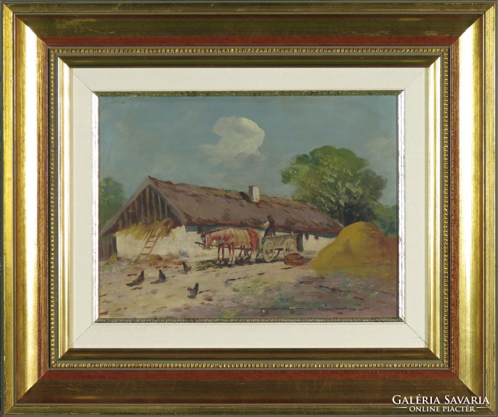 Signed by György Németh: farm yard