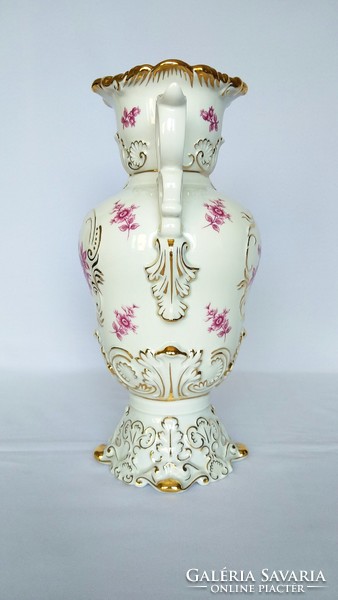 Hollóháza giant 36cm large baroque pink flower vase. Flawless!
