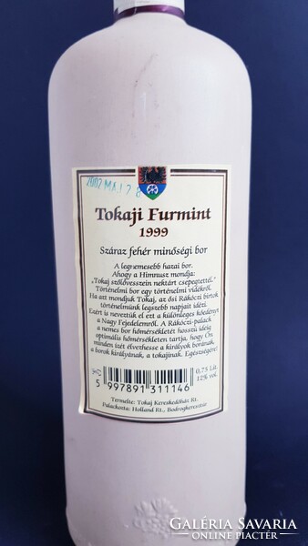 1999 Tokaji Furmint bor Rákóczi Ferenc palackban! Bontatlan!