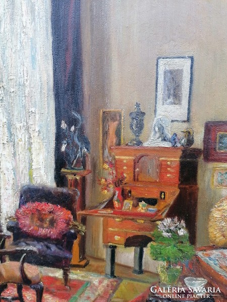 S.Wimberg oil-cardboard interior painting