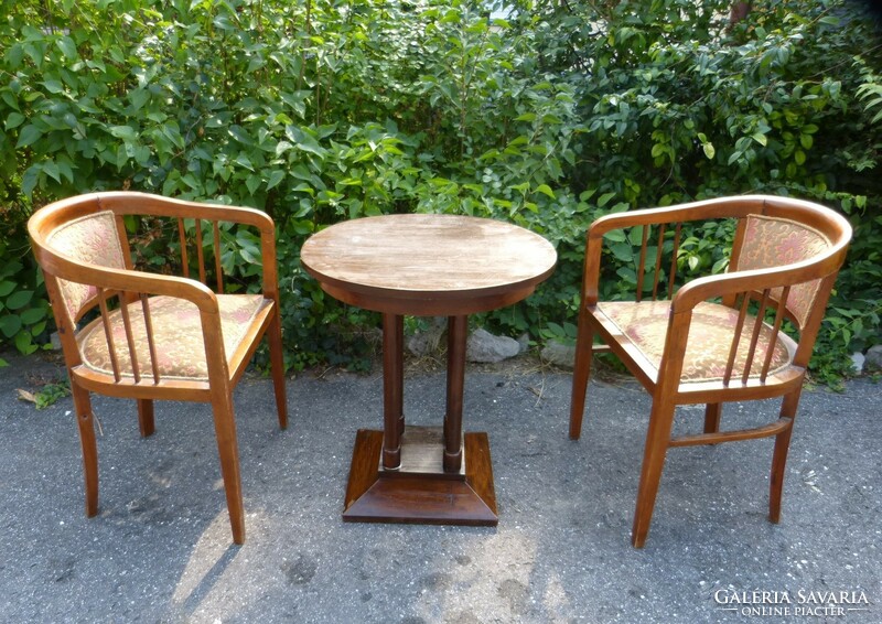 Art Nouveau chair + table.