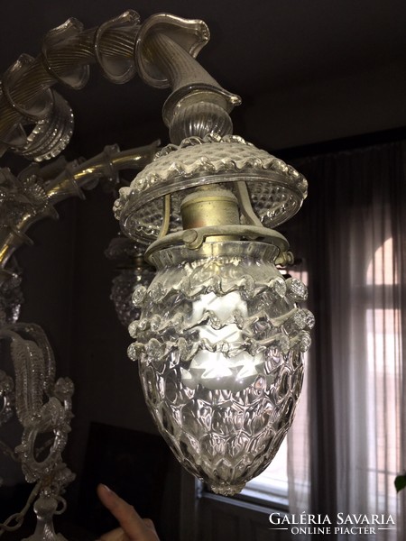 Antik Muránói hatalmas üveg luxus csillár