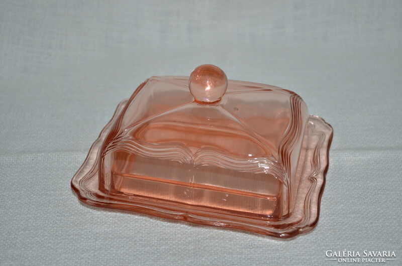 Pink glass butter holder ( dbz 0086 )