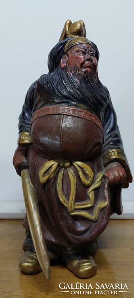 From the beginning of the Xix century shoki zhong kui old painted terracotta sculpture, 27.5 cm, unknown representation