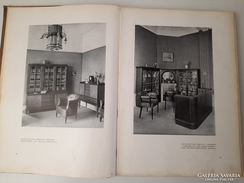 Antik album:Herrenzimmer (1912) eredeti könyvjelzővel, Alexander Koch kiadásában