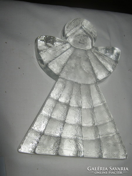 Vintage angel ice glass candle holder