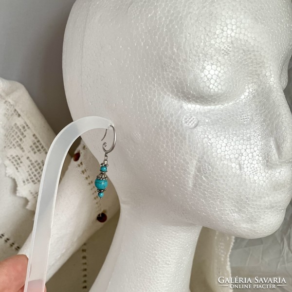 Byzantine style turquoise stone earrings turquoise earrings Tibetan silver, turquoise jewelry blue