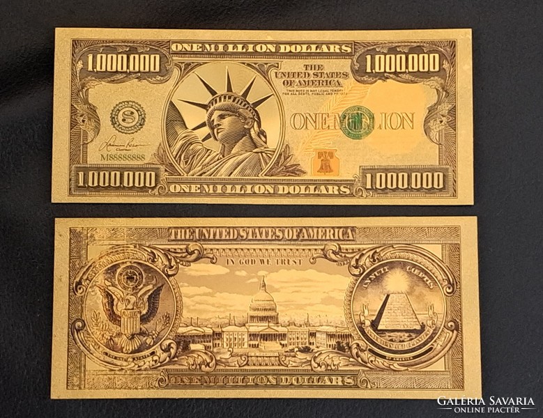 24 Karat gold-plated 1 million dollar banknote, replica