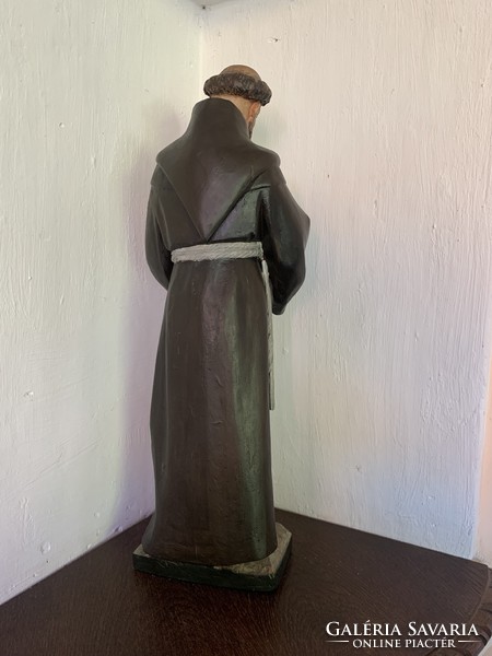 xviii. Century antique wooden statue of Saint Francis of Assisi