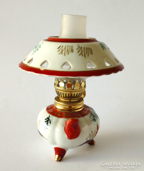 Rarity!!! Antique original hand-painted marked Kutan Japanese porcelain small oil, kerosene lantern