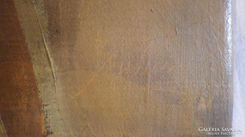 Oszkár Suhanek: black man antique oil canvas painting with scratched signature