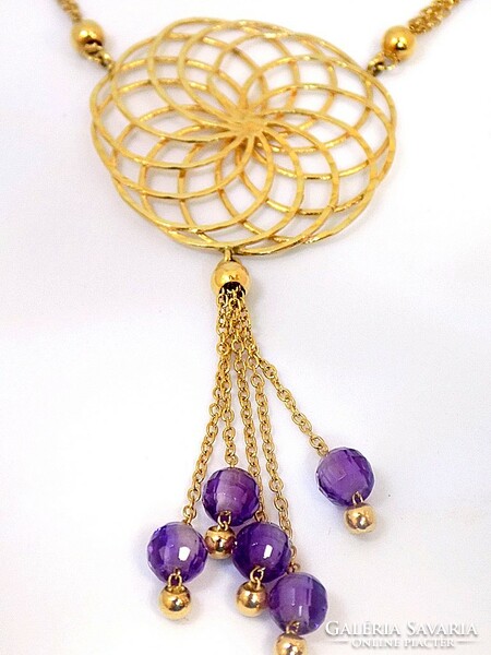 Amethyst Stone Gold Necklace (zal-au82678)