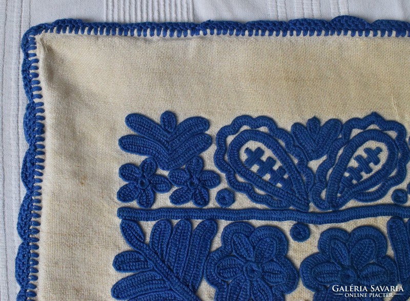 Antique ethnographic needlework embroidery Transylvanian written decorative pillow decoration 54 x 50 cm damaged!