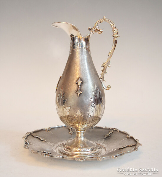 Silver spout with coaster - floral decor