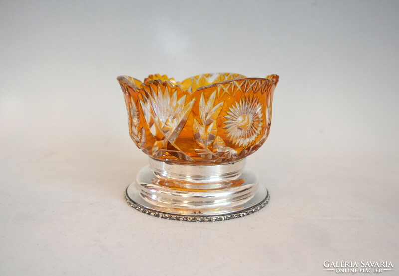 Crystal bowl with silver base / offering
