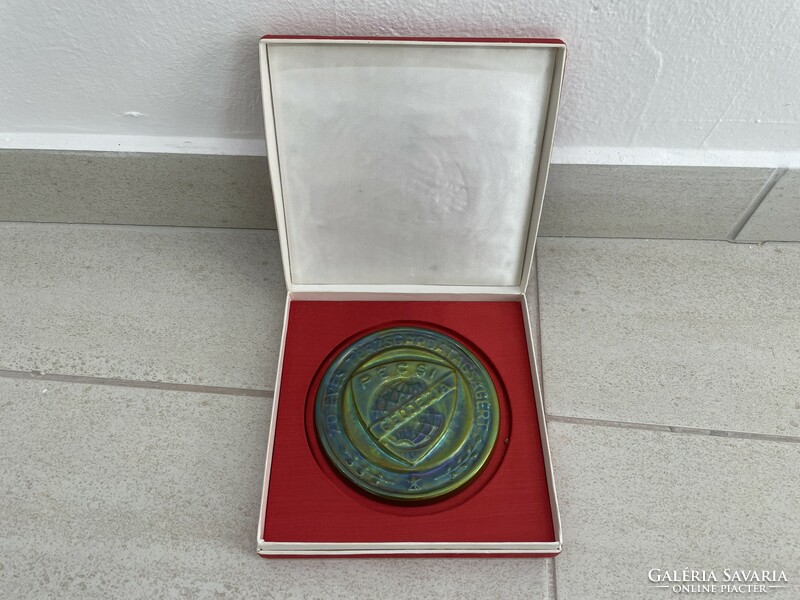 Zsolnay eosin plaquette pécs geodesy in gift box with shield seal