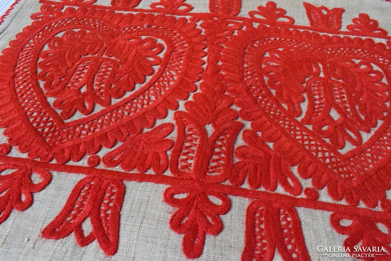 Embroidered linen Transylvanian written pillow cover decorative pillow 47 x 54 cm