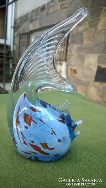 Mtarfa-glassblowers-Malta artistic glass factory - blown glass fish-glass figure 18 cm