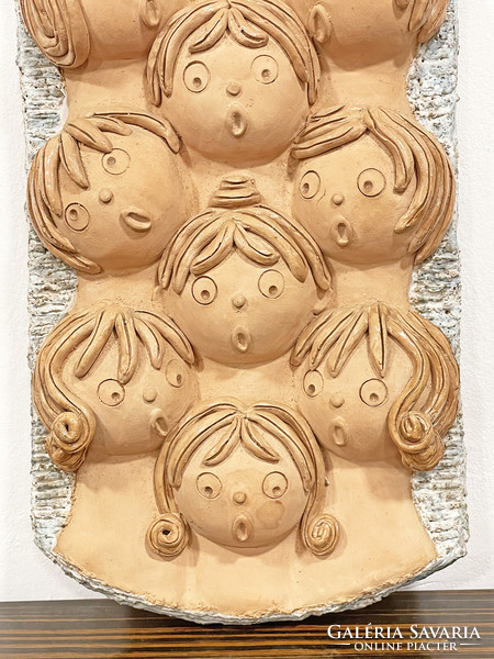 Antalfiné szente Katalin ceramic wall decoration - children's choir