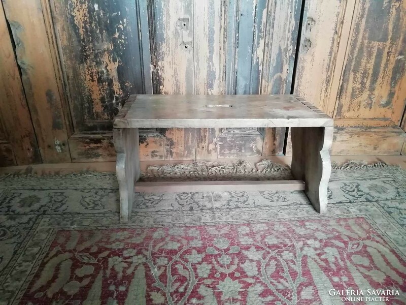 Stool, old large stool with paint stains, treated