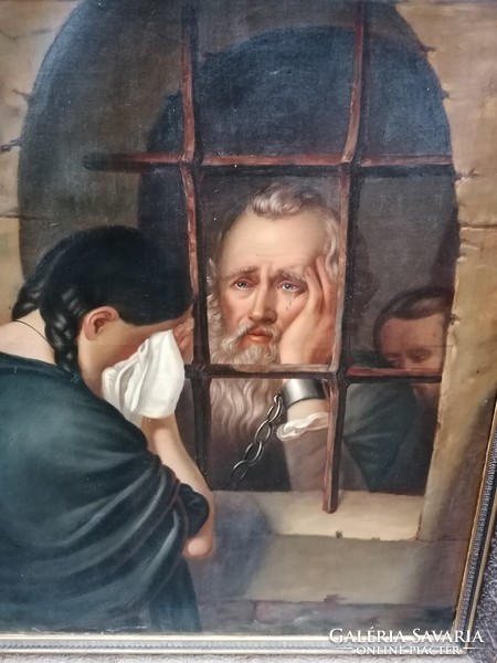 XIX. századi festmény Jablonczai János József búcsút mond a lányának a Leopoldvár-i börtön ablakon
