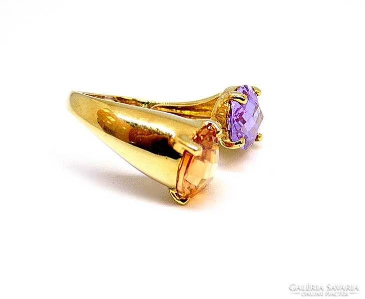 Gold ring with spinel stones (zal-au95479)