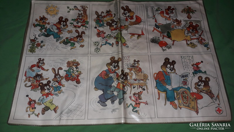 1981.fóliázott gyermekkiadvány rajzos plakát ENDRŐDI ISTVÁN -VÖRÖSKERESZT- PÉNZNYOMDA -képek szerint