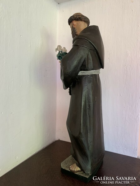 xviii. Century antique wooden statue of Saint Francis of Assisi